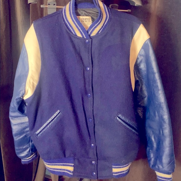 Vintage Blue and White Varsity Jacket - Picture 1 of 8